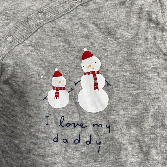 Baby Gap 0-3M I love my daddy snowman button up onesie - Picture 2 of 4